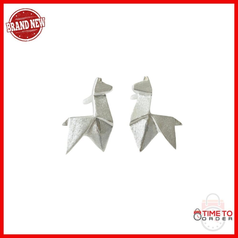 Sterling Silver Origami Llama Stud Earrings 11mm x 8mm